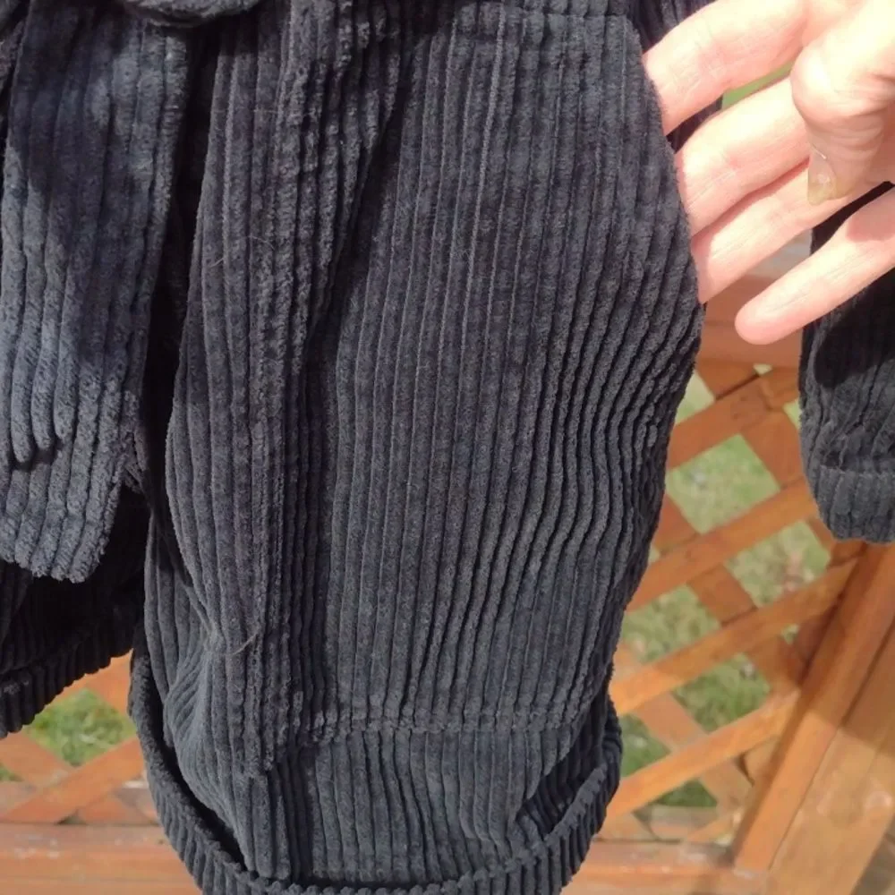 Zara Black Corduroy Long Sleeve Collared Romper with Belt Size 13-14